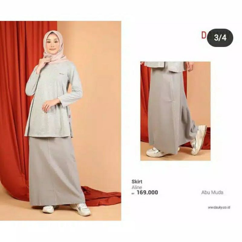 Rok Stretch Denim DAUKY Aline Skirt - A Line-808 Abu Muda