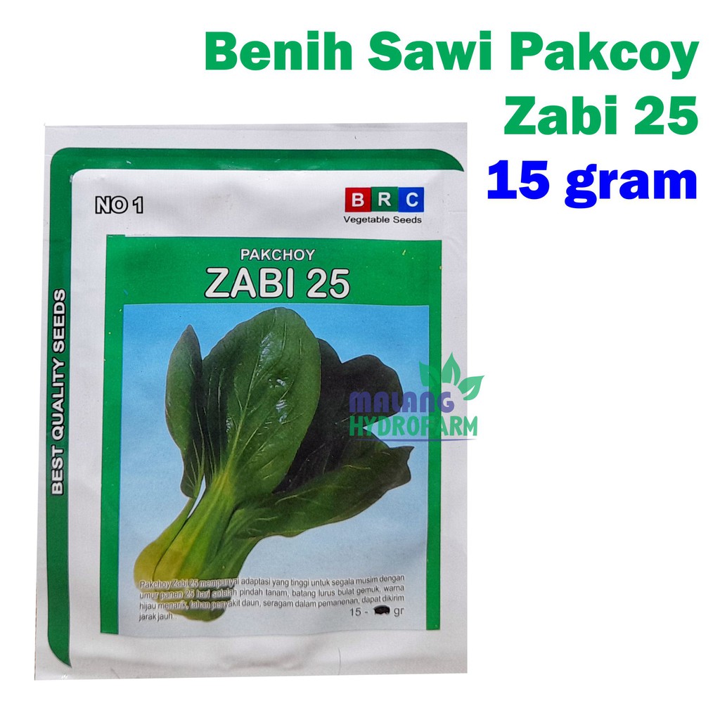 Benih Sawi Pakcoy Zabi 25 15 g BRC bibit sayuran unggul hydroponik konvensional hidroponik