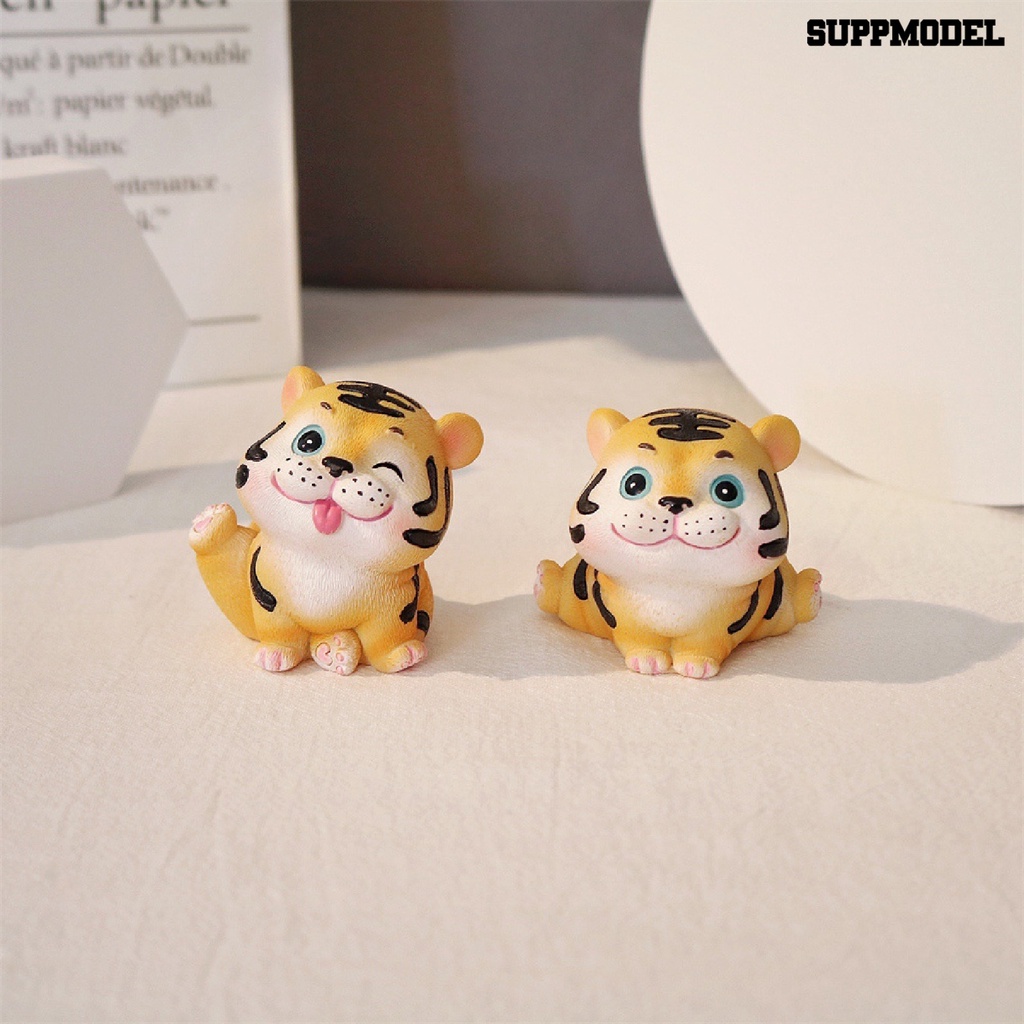 Suppmodel Miniatur Patung Harimau Kartun Bahan Resin Untuk Dekorasi Mobil