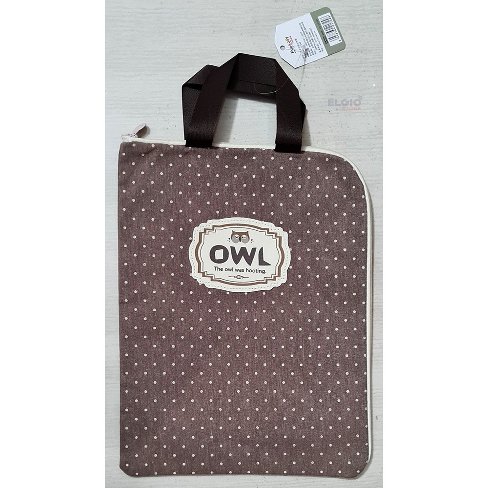 

Tas Map Korea Motif Burung Hantu OWL Document Organizer Merah Maroon