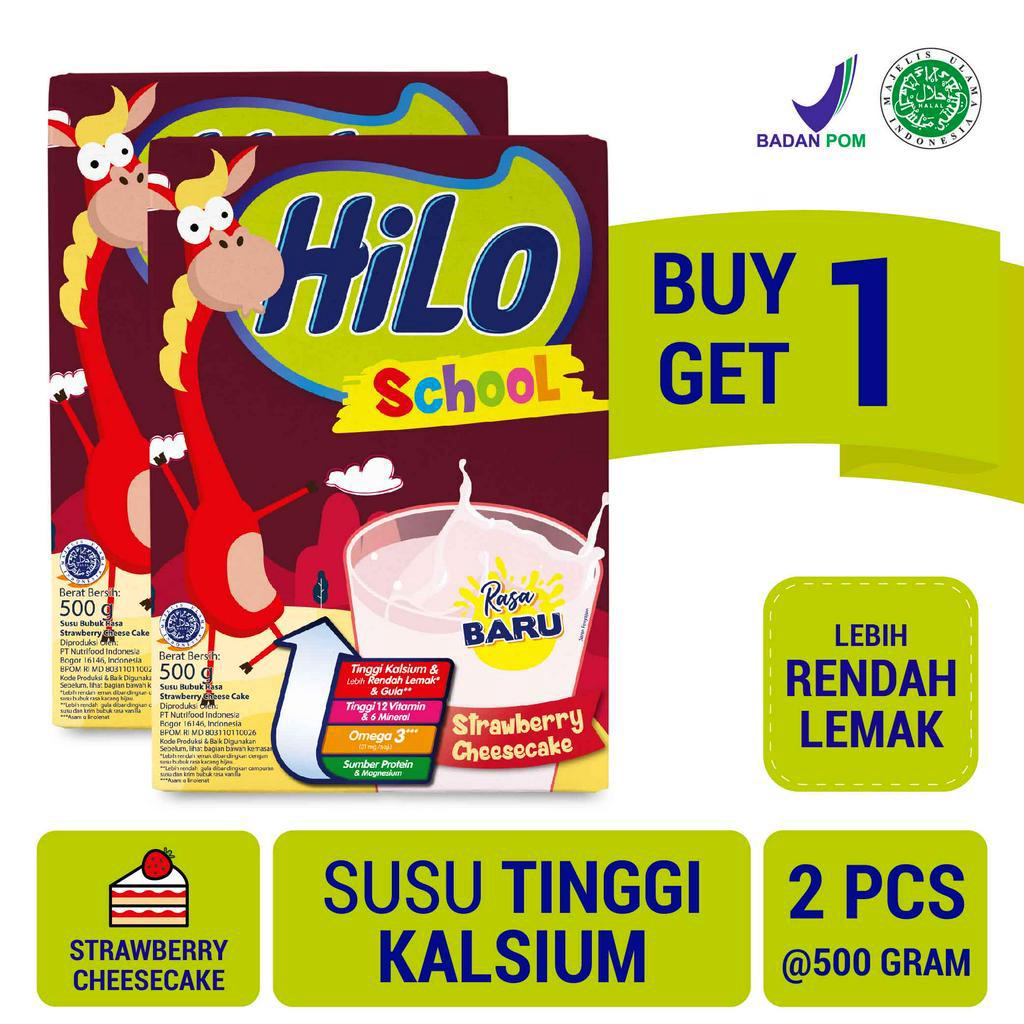

BUY 1 GET 1 - HiLo School Strawberry Cheesecake 500 gram - Susu Tinggi Kalsium Lebih Rendah Lemak