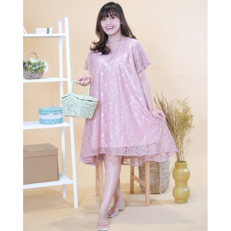 Dress Brukat Big Size Lindy Dress by Isuka Fashion