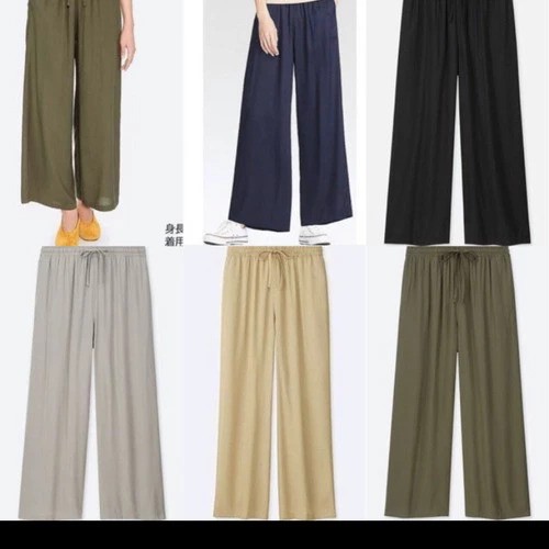 Uniqlo Kulot Panjang Polos ( Celana Kulot Wanita Perempuan Casual ) Uniqlo