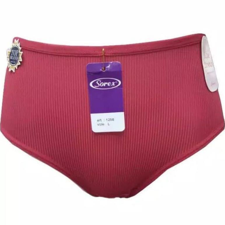 6Pc - Grosir Cd Sorex 1258 Bahan Licin - Celana Dalam Wanita Motif Salur Lusinan