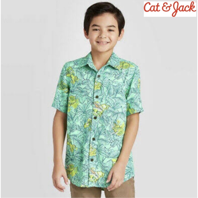 Kemeja Anak Laki Laki Cat & Jack Green Dino