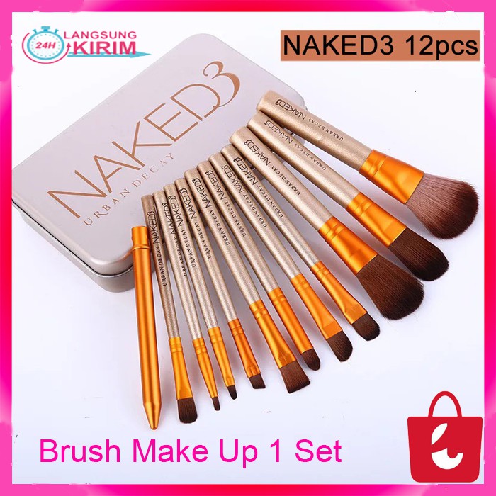 [12 Pcs/Box] Brush Make Up Kuas 1 Set Naked 3 Alat Kosmetik Make Up Komplit Lengkap Besar Lembut