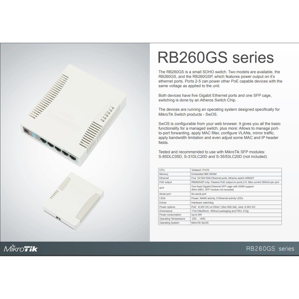 MikroTik RB260GSP CSS106-1G-4P-1S