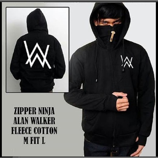 JAKET ALAN WALKER NINJA / JAKET ALAN WALKER ZIPPER / JAKET AW COWOK HITAM KEREN BAHAN TEBAL  AA312
