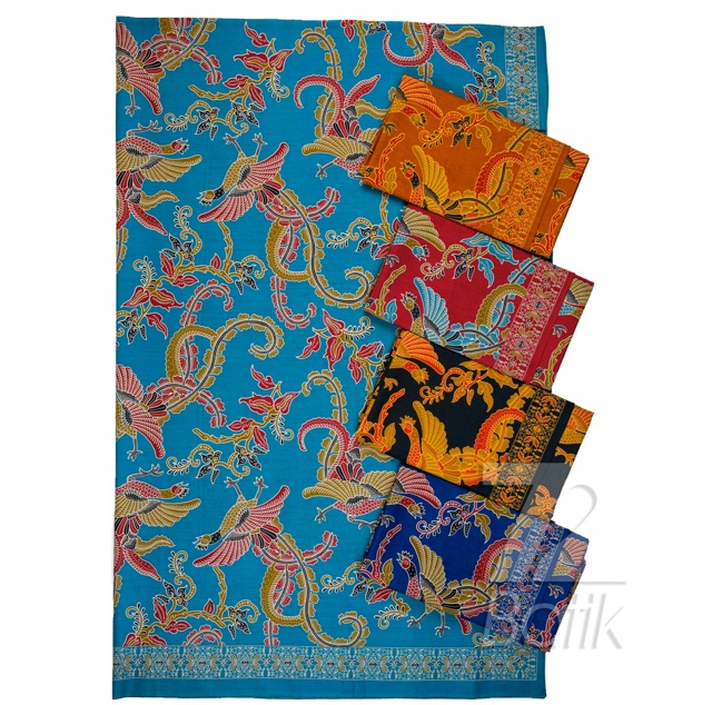 KAIN BATIK KATUN Premium Motif Burung Warna Hijau Tosca Merah Kuning 727626 Cap 72 Jarik Jarit Samping Kebat Panjang Batik Katun Modern Premium Bahan Seragam Batik Pernikahan Kantor Keluarga Murah Kamen Jadi Batik Bali Lembaran