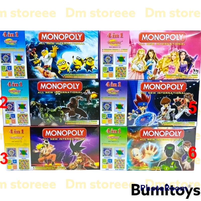 mainan monopoly wayang 4 in 1 / mainan tradisional / monopoli murah / monopoly 5 in 1