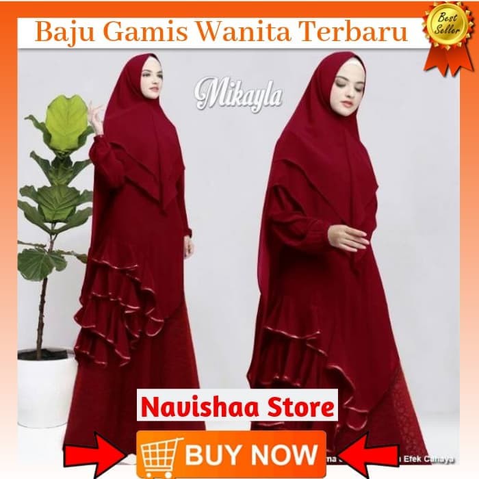 Baju Busana Muslim Wanita Gamis Syari Pesta Mikayla Terbaru