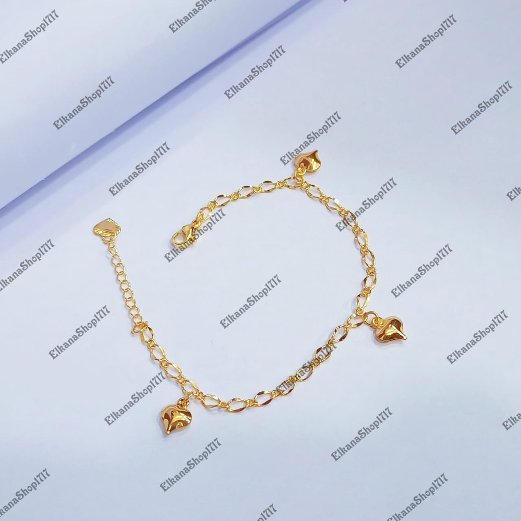 SET GELANG+CINCIN LOVE POLOS EL671 LOGAM EMAS KOREA ANTI KARAT