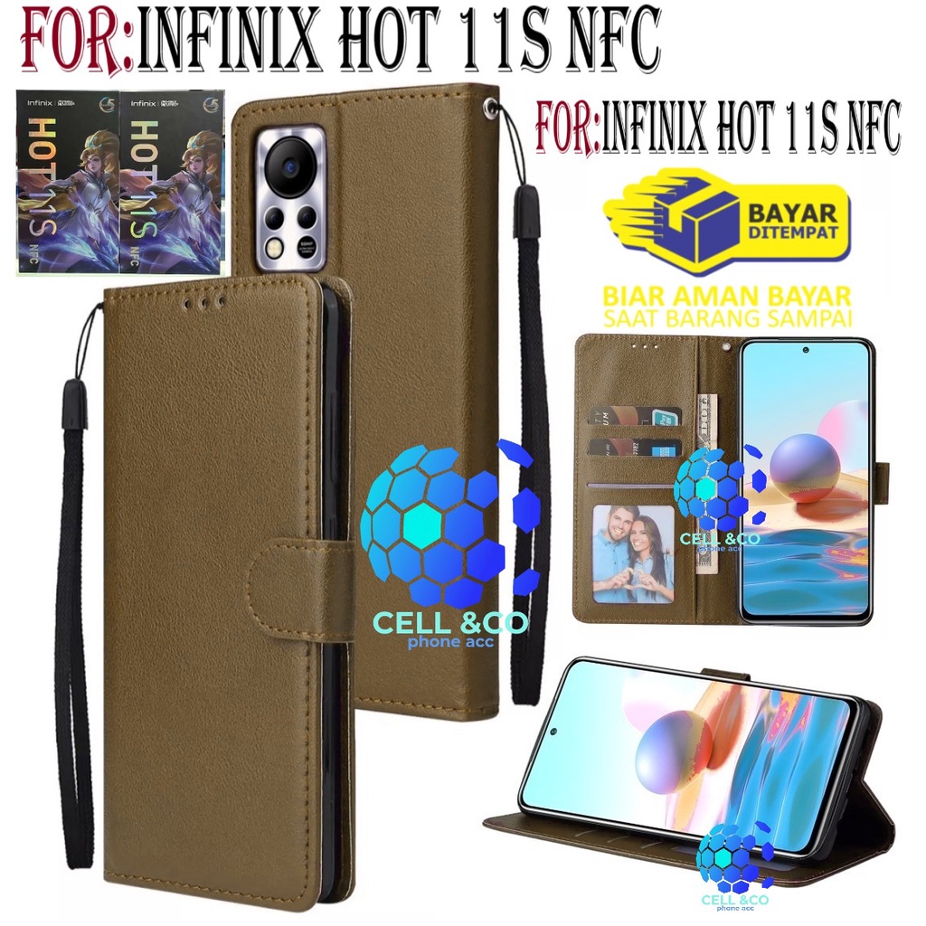 INFINIX HOT 11S NFC CASE FLIP LEATHER WALLET PREMIUM FLIP CASE BUKA TUTUP KESING HP CASING FLIP CASE WALLET INFINIX HOT 11S NFC