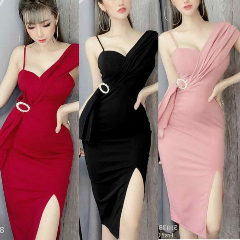 BODYCON DRESS SEXY NAIRA DRESS IMPORT PARTY CLUBBING BAHAN MELAR SIZE L LD90CM REALPIC