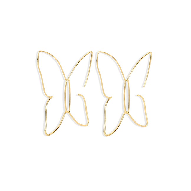 LRC Anting Tusuk Fashion Butterfly Alloy Geometric Round Five-pointed Star Earrings P23250