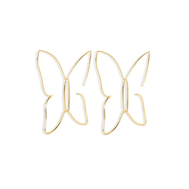 LRC Anting Tusuk Fashion Butterfly Alloy Geometric Round Five-pointed Star Earrings P23250