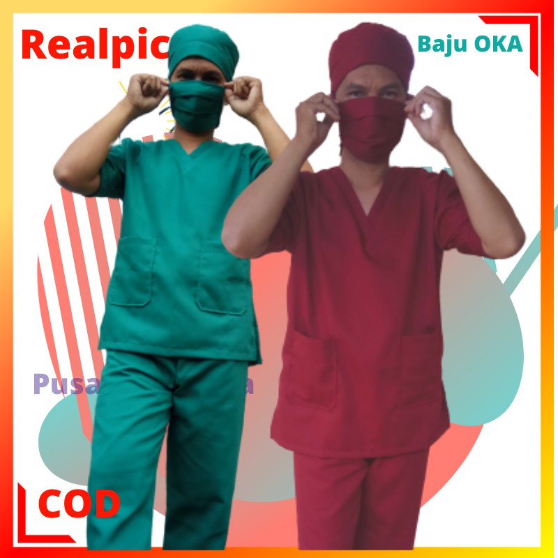 Baju OK OKA Baju Jaga Perawat  Petugas Medis Lengan Pendek Baju Jaga Dokter Seragam OK Berkualitas