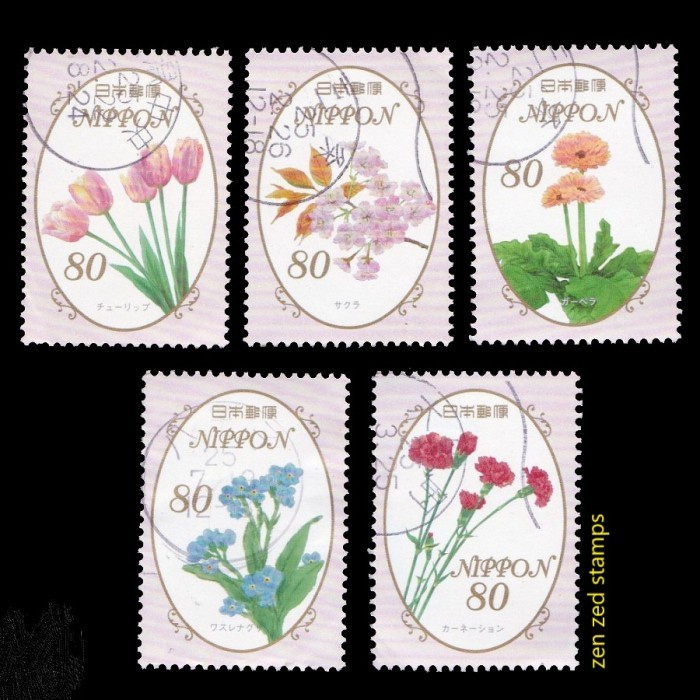 

0266 Perangko Jepang 2013 Sesonal Flowers - Spring 5v Used