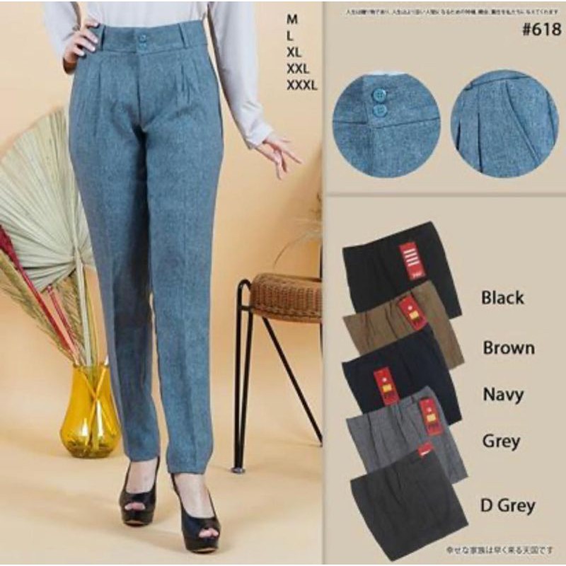 Celana Kerja/Kantor Wanita PDF Pleat Depan #618