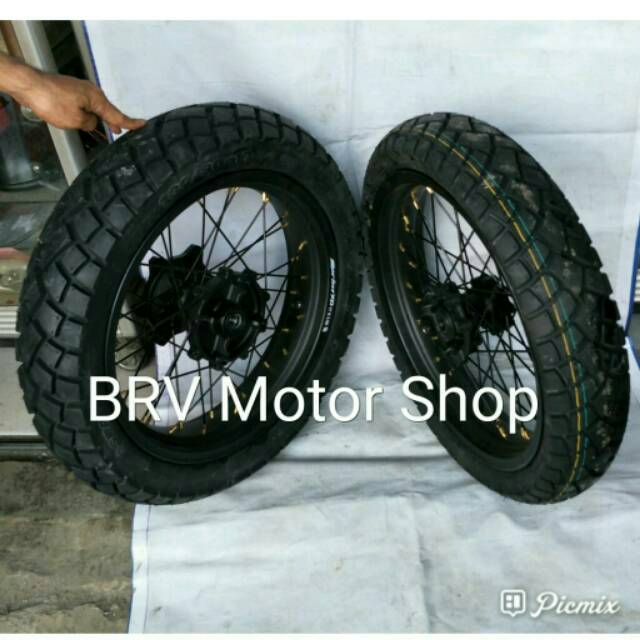 Velg Honda Crf 150L Ples Ban Swallow - SuperMoto Honda Crf Ples Ban Full Set Siap Pasang Ring 17