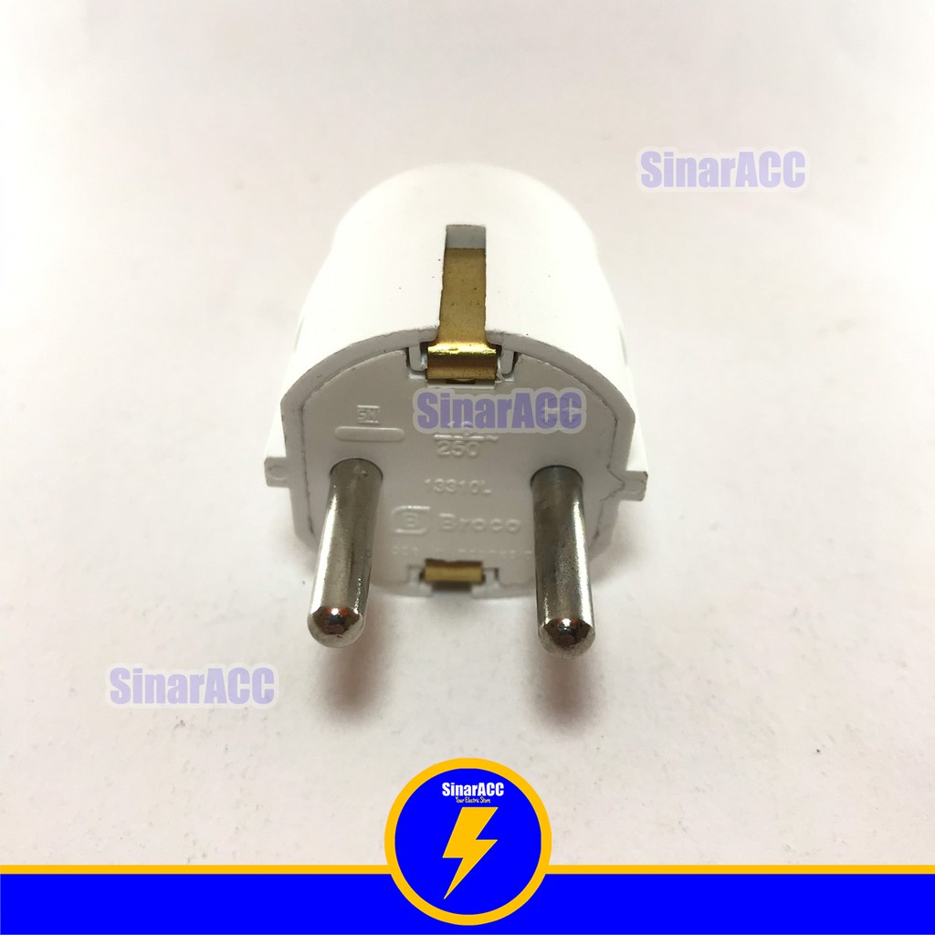 BROCO STEKER ARDE / 2P PUTIH 13110 1311055 COLOKAN BULAT colokan listrik steker listrik cop listrik