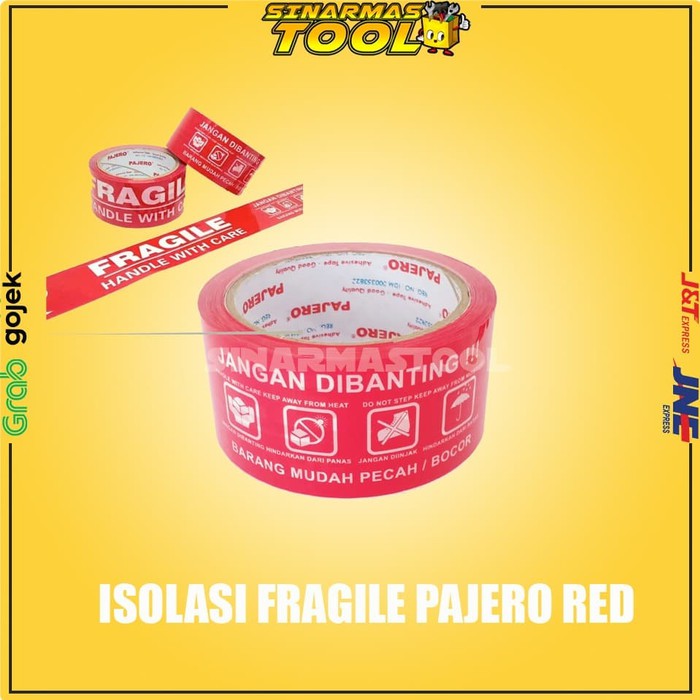 ISOLASI OPP MERAH FRAGILE/JANGAN DIBANTING 60YARD PAJERO