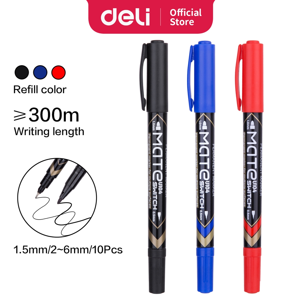 

Deli Spidol permanen - 2-tip 0.5mm/1.0mm Cepat kering tidak beracun EU104X0