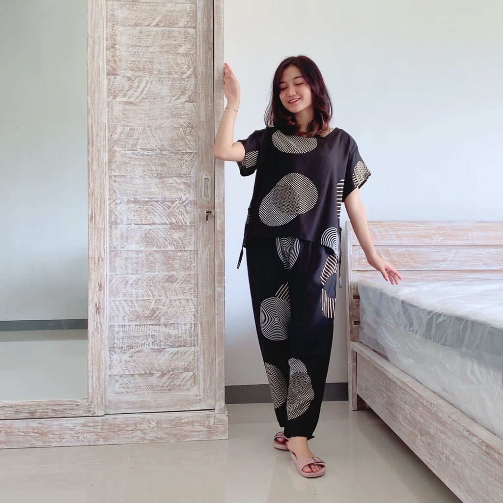 Setelan Panjang Bali-SET BAYGON HITAM