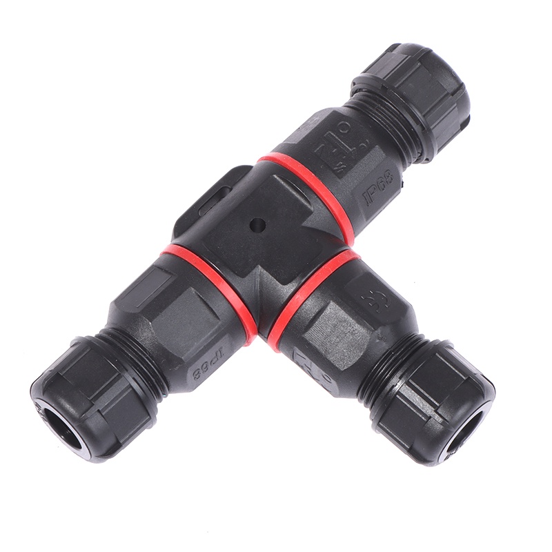 DEID IP68 Waterproof connector T Shape 3 Pin 250V 24A Cable Wire Gland Sleeve connect 210916