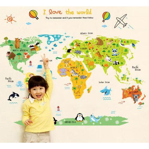 

wallstiker trans ABC 1049-WORLD MAP KIDS II