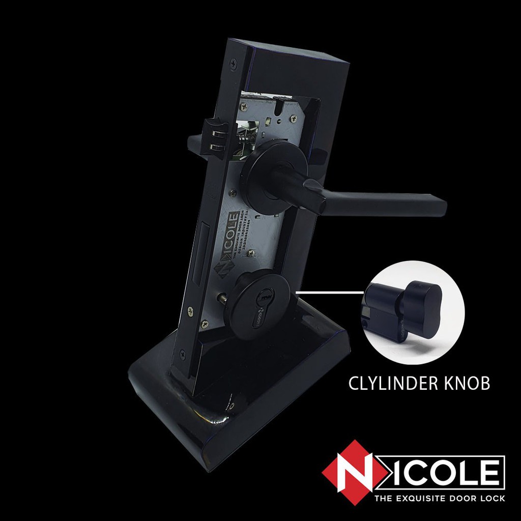 Kunci Pintu Misah Rosette Hitam Doff / Door Lever Handle Set