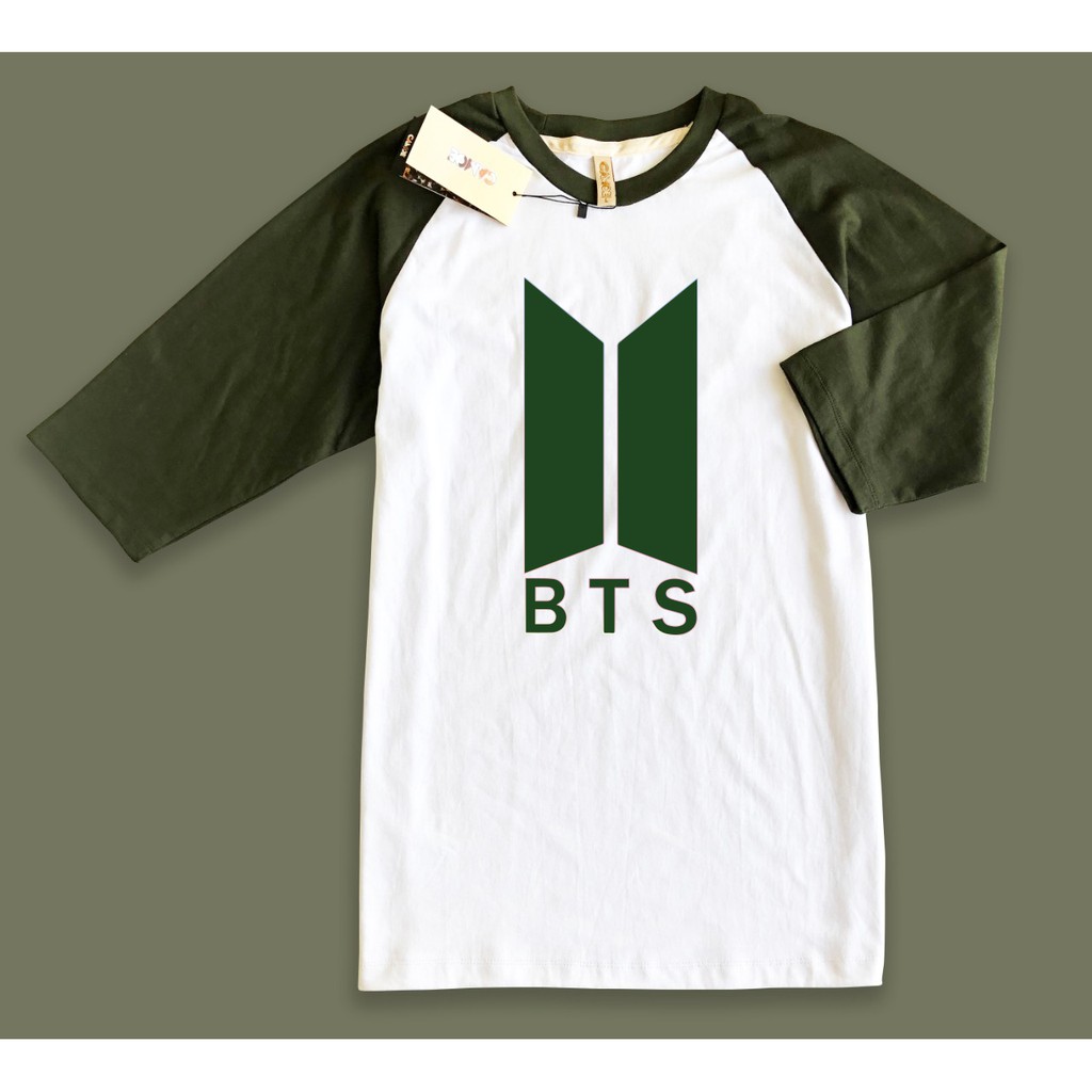 Kaos Raglan baju desain Logo BTS Army Bantan Boys Kpop Korea banyak warna