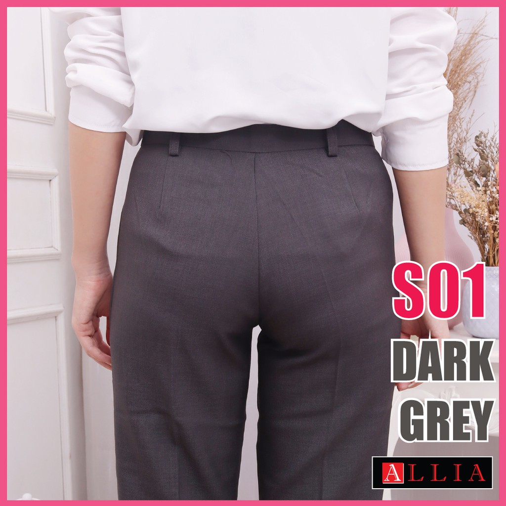 Allia S01 Dark Grey M - 7L Celana kerja wanita celana formal wanita / celana bahan wanita