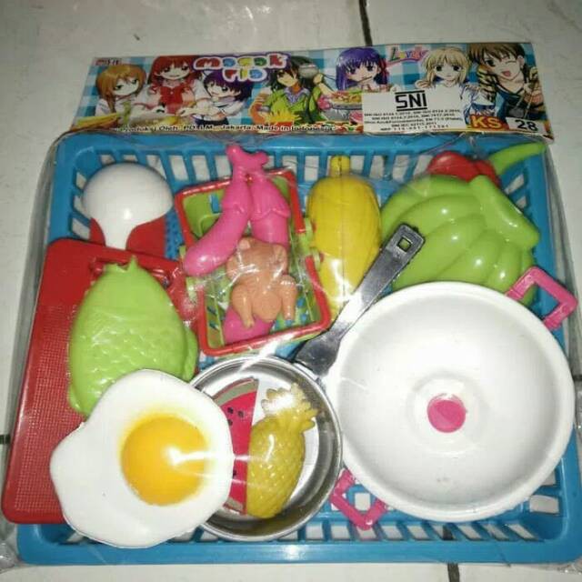 Mainan Masak Masakan Isi Makanan Dengan Keranjang Untuk Anak Perempuan / Food Set Mainan Sni Aman