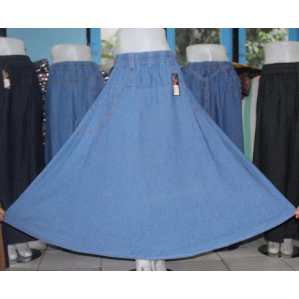 Rok jumbo jeans motif polos super mayung max 90kg muat