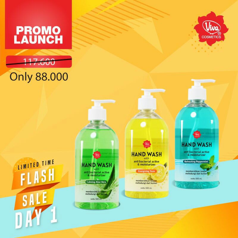 Paket 3 Sabun Cuci Tangan Hand Wash Viva Aloe Vera Yuzu Peppermint