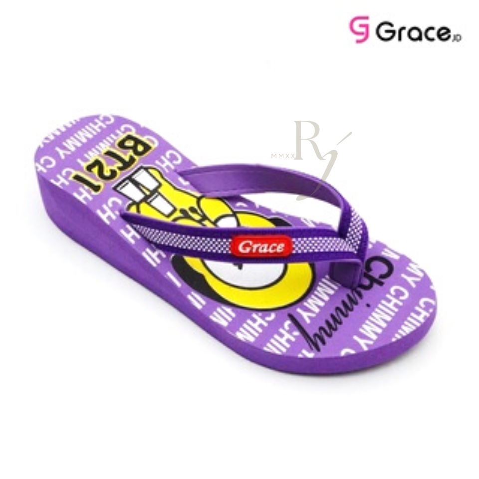 GRACE [WEDGES BT RJ Edition] 34-38 Sandal Jepit Wedges Simple Wanita / Sandal Spon Wanita/ Sandal Wedges Wanita