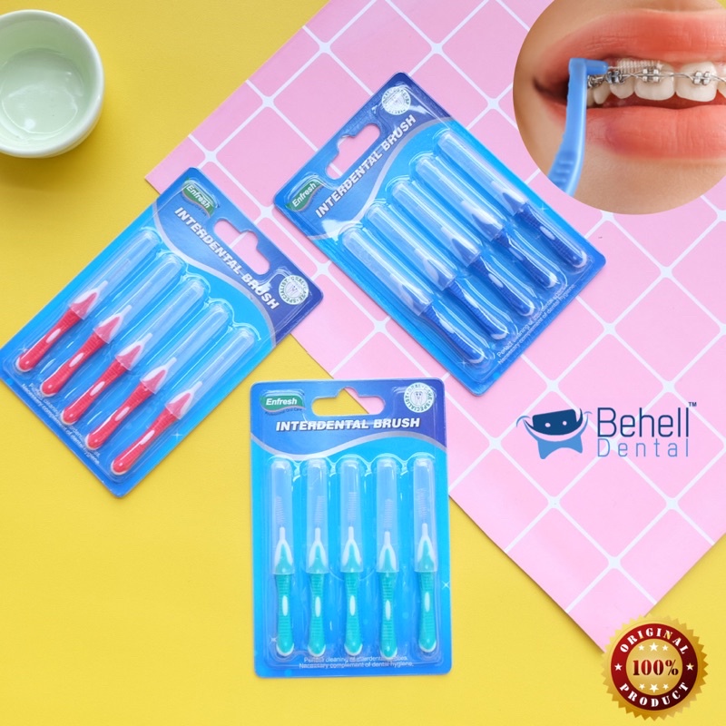 SIKAT SELA BEHEL GIGI ISI 5 Dengan Tutup - INTERDENTAL BRUSH ORTHO ENFRESH - DENTAL FLOSS BEHELLDENTAL - Sikat Pembersih Sela Celah Gusi Dan Gigi - Tusuk Orthodontics Orthodontics Ortho Dental Behelldental