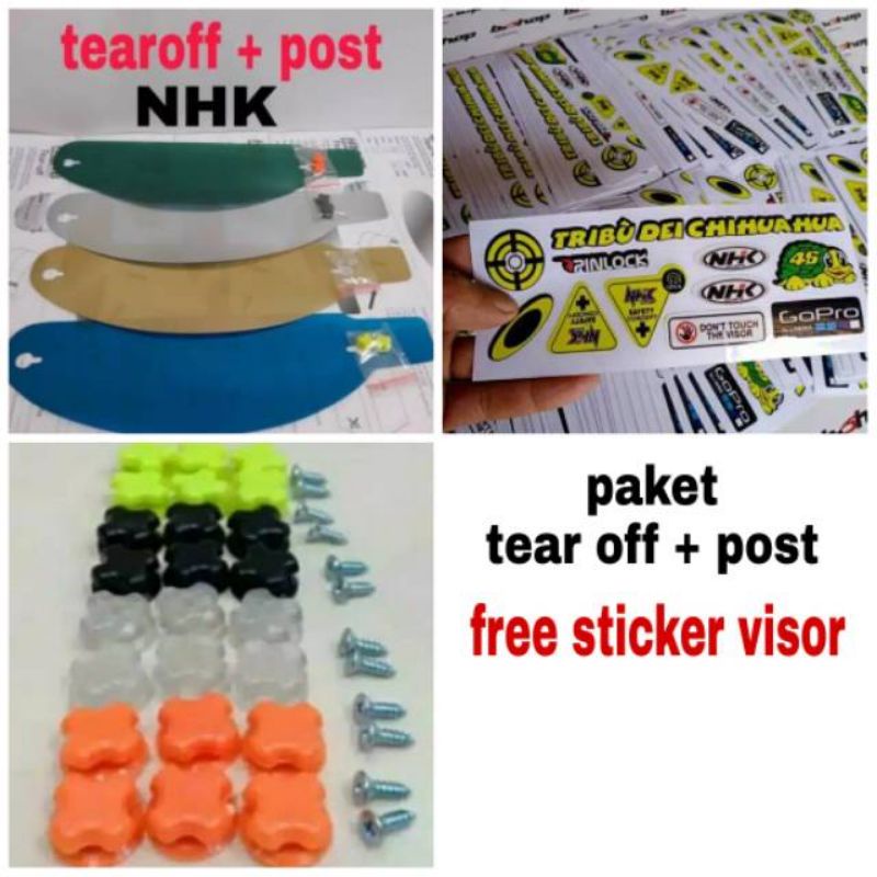 Tear off + tear off post pnp NHK rx9 NHK gp1000 NHK Terminator GM racepro free sticker visor 1lembar