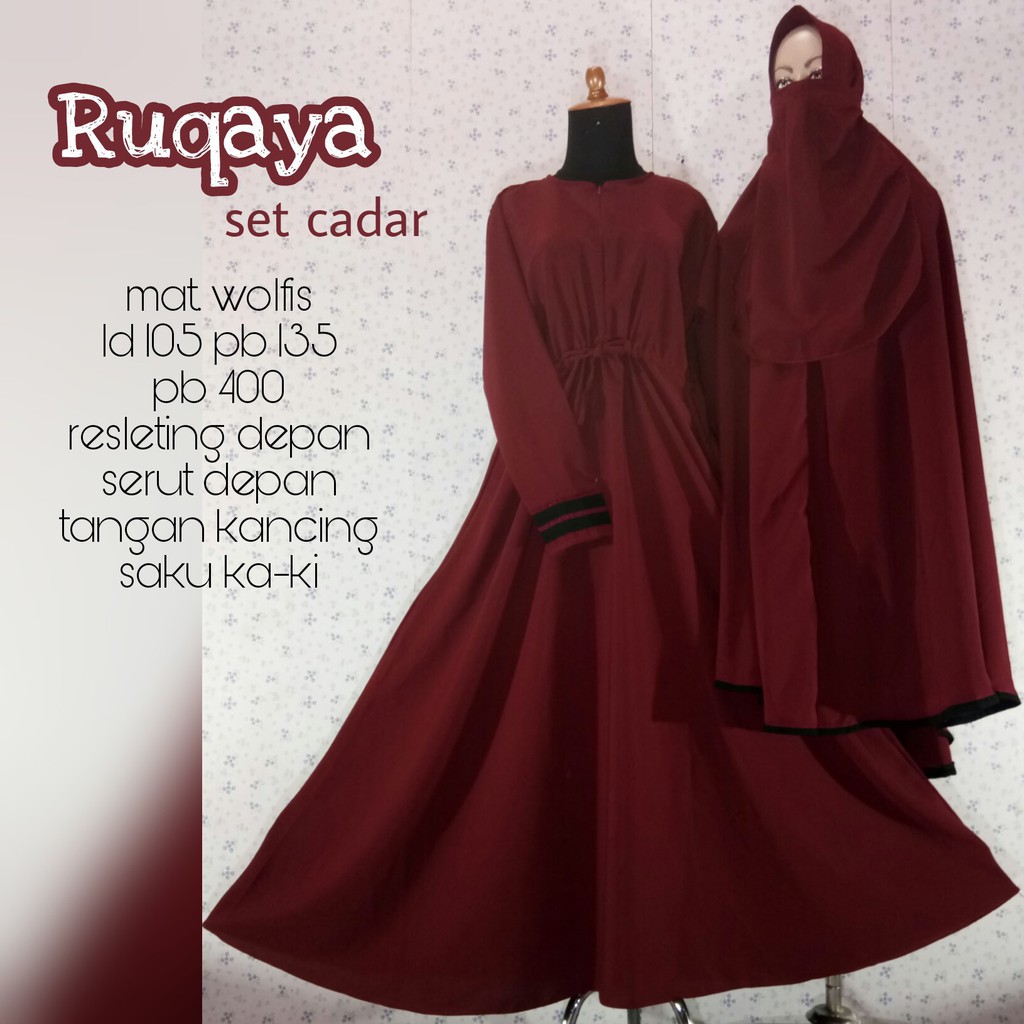 GAMIS  RUQAYA CADAR WOLFIS POLOS PREMIUM SYARI BUSUI size XL (ALL SIZE) RUQAYAH