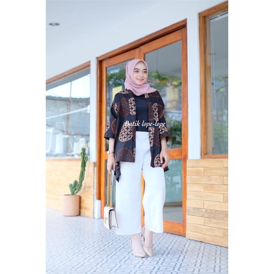 Blezer Murahh Batik Lawasan Coklat Sogan Outer Wanita Modern-1