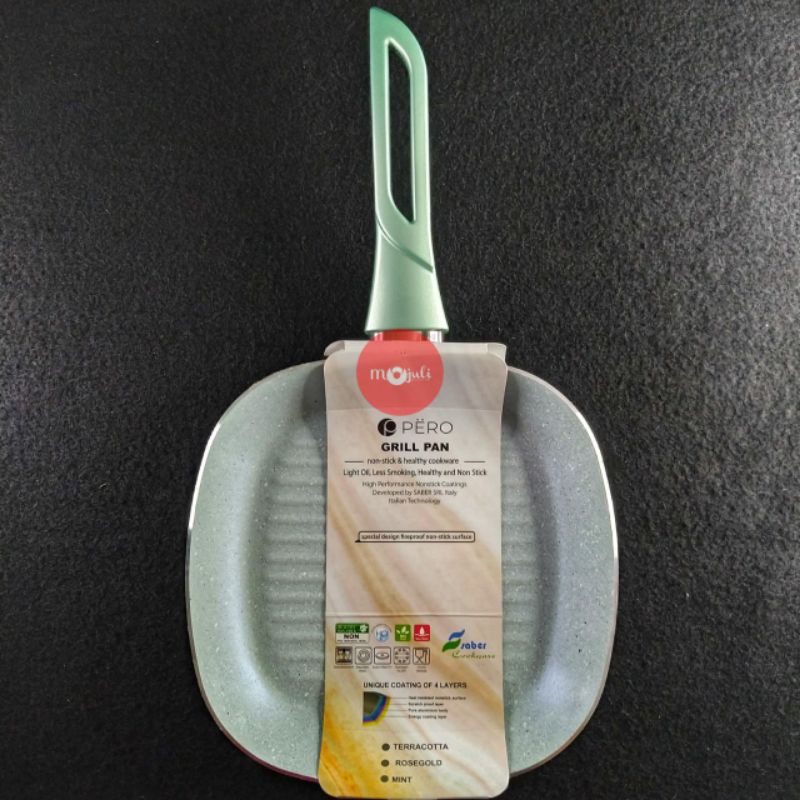 PERO GRILL PAN 20CM, panggangan, pemanggang, Warna Hijau Mint