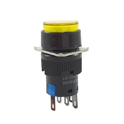 Switch Push On Off Lampu 5 Pin Saklar Bulat 5pin LED Tombol 12V LA128A