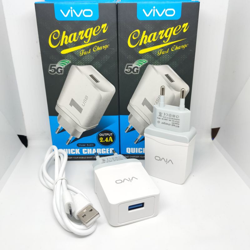 Charger Casan Vivo S-200 Quick Charger Output 2.4A Kabel USB Micro