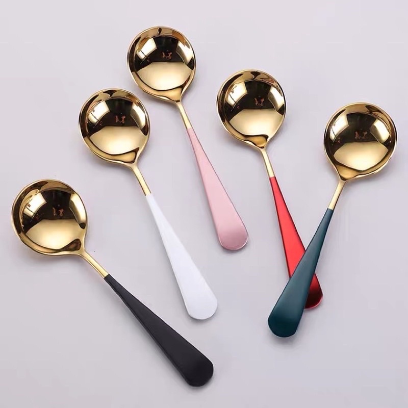 SENDOK BULAT KOREA SENDOK MAKAN SENDOK SUP / SOUP SPOON / DESSERT SPOON SENDOK STAINLESS STEEL