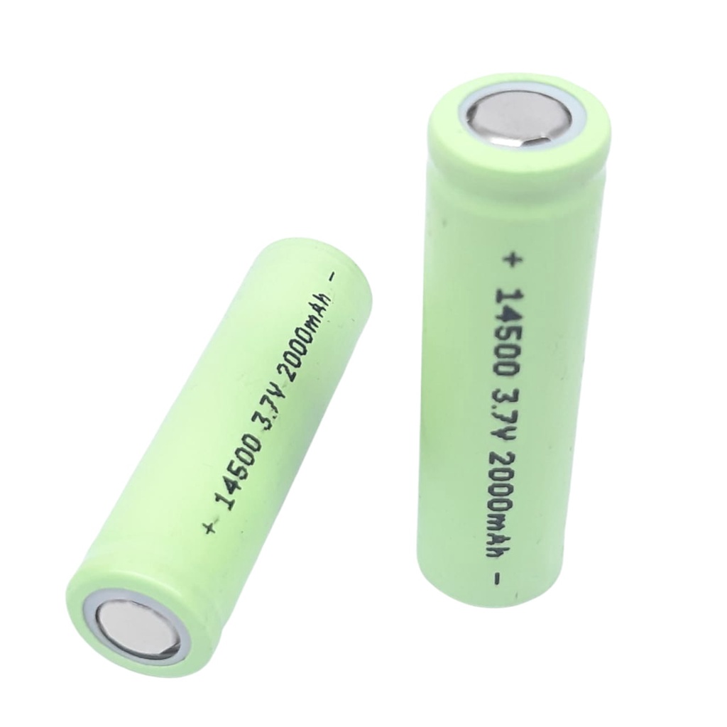 Baterai 14500 Li-ION 3.7V - 2000mAh 2Pcs Flat