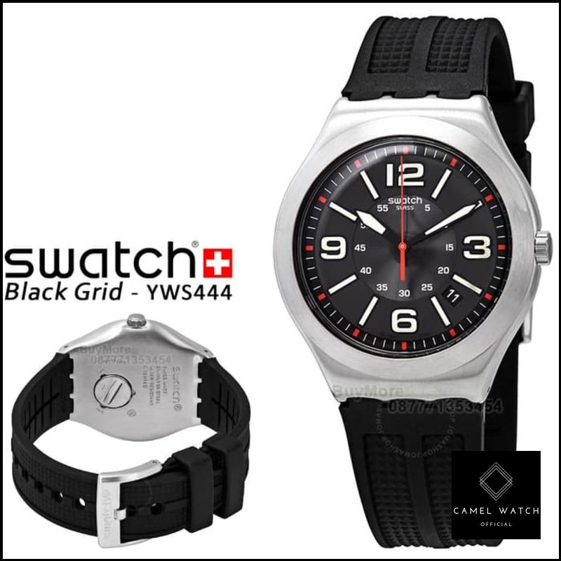 Terlaris Swatch YWS444 Original Swatch Irony Black Grid Jam Tangan Pria Branded