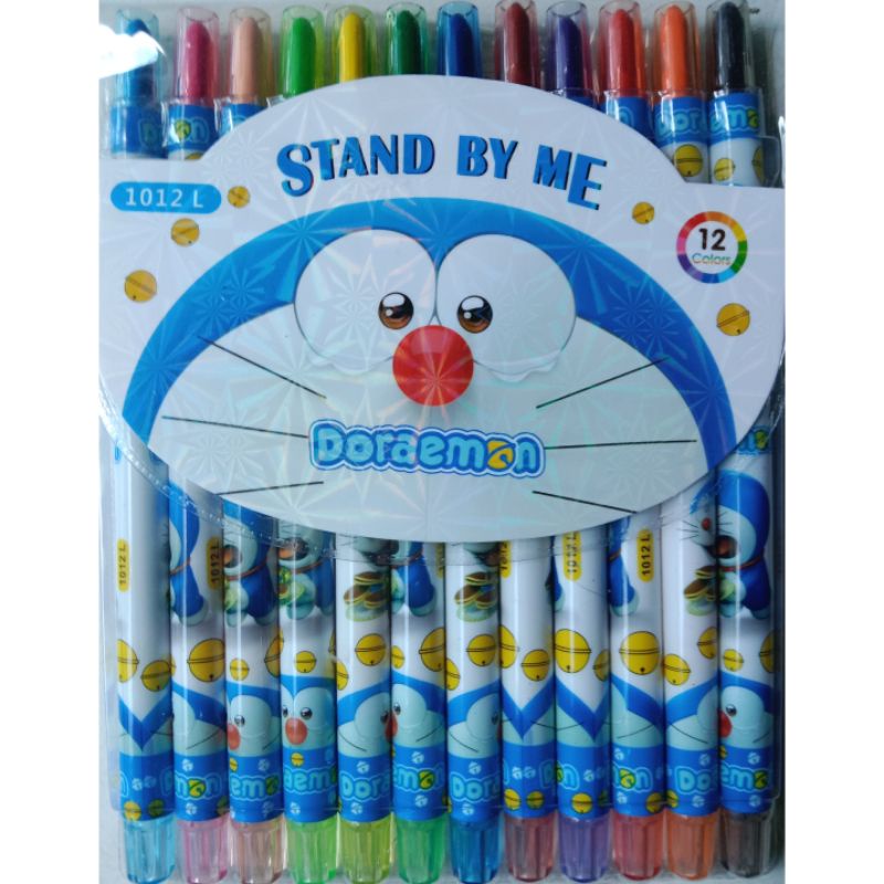 krayon Putar 12Warna Anak,Pensil 12Warna Crayon Putar Panjang-Doraemon