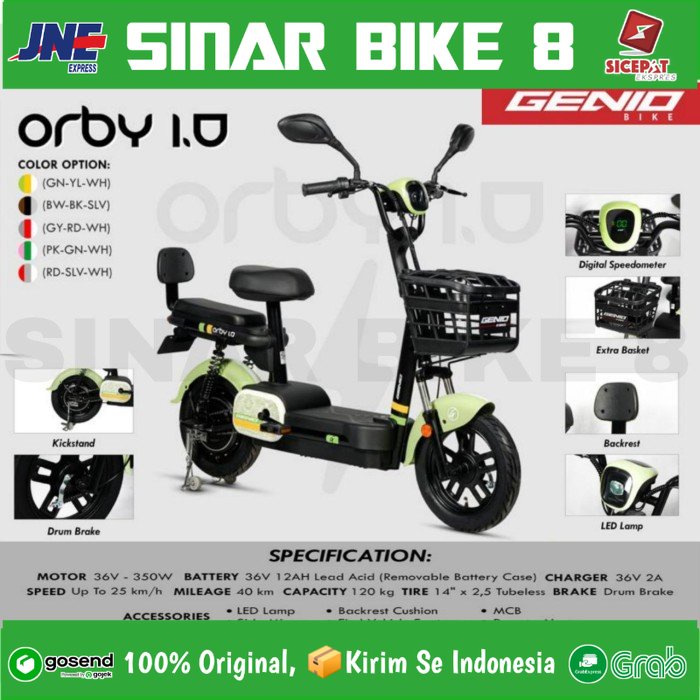 Sepeda Listrik Electric Bike GENIO ORBY 1.0 Electric Dan 2.0 E Bike 350 Watt