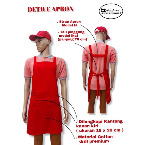 Celemek apron masak polos include bordir logo